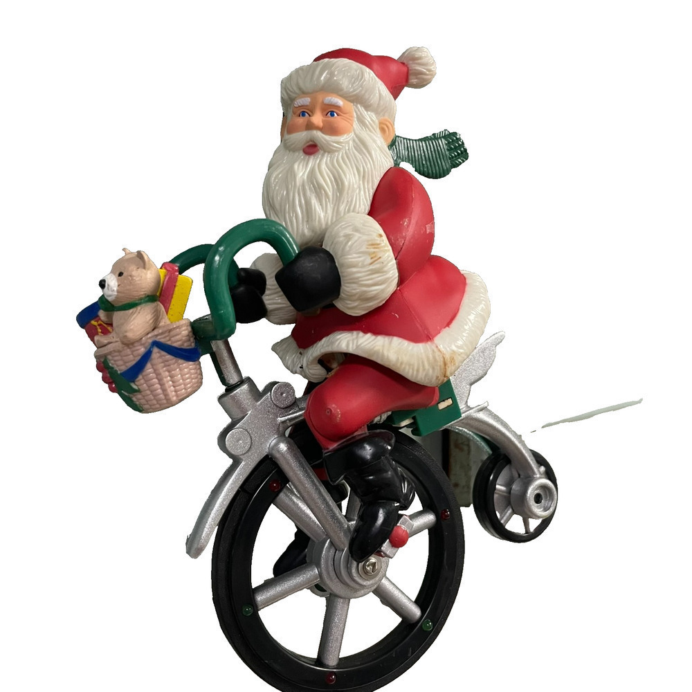 Vintage Avon Santa on Bicycle Ornament Bicycling Santa Claus Christmas Holiday